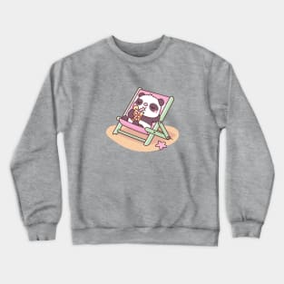 Cute Panda Chilling On Beach Chair With Orange Juice Crewneck Sweatshirt